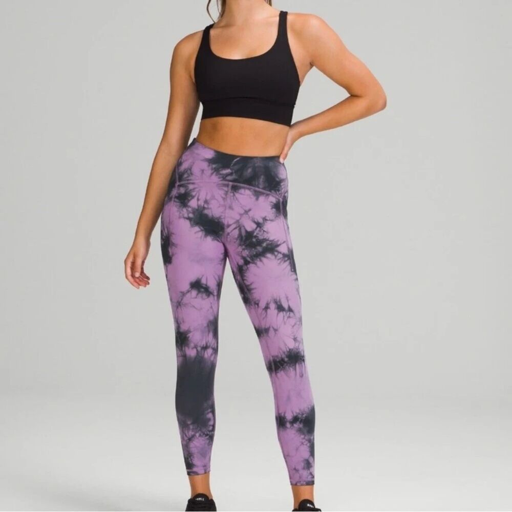lululemon Power Thru HR Tight 25" Size 4 Over Tie Dye Wisteria Purple W5DAJS